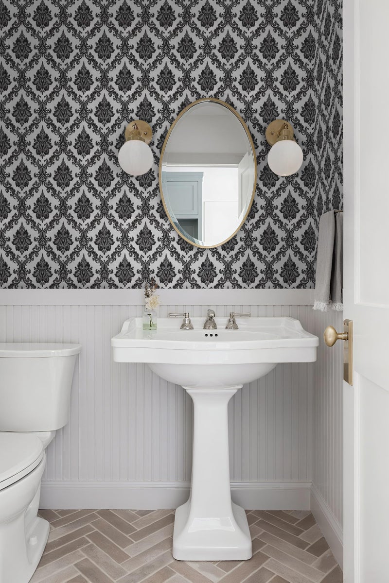 Micpolo 17.7" x118" Peel and Stick Wallpaper Black Wall Paper for Bedroom Damask Gothic Wallpaper Black Contact Paper for cabiner Shelf Liner Furniture Decorative Wall Vinyl - Image 3
